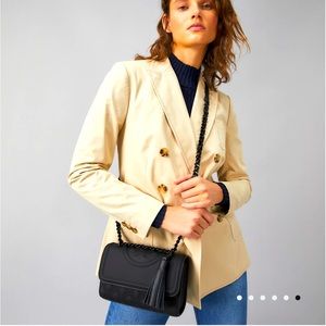 Elegant Tory Burch Black Matte Clutch for Night Out or Casual Wear